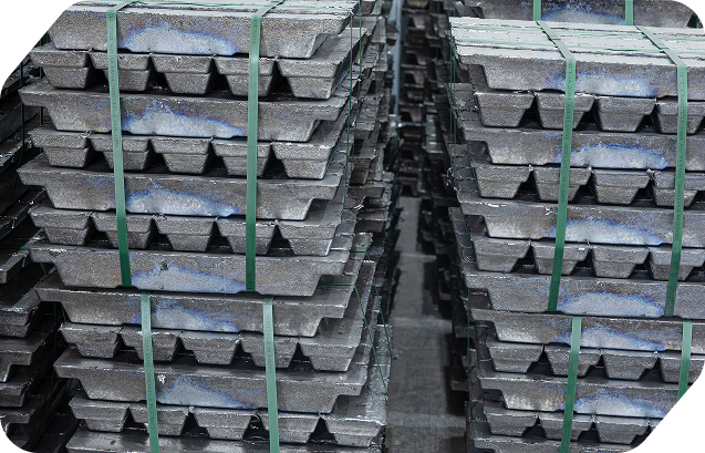 Green Future Refined lead ingots stacked